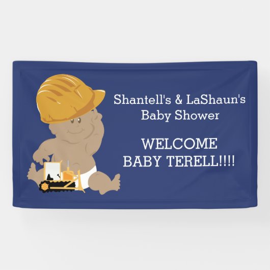 Bannière personnalisée Baby shower de construction (Horizontal)