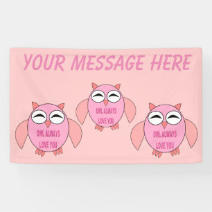 Bannière personnalisée Chouette de message d'amour