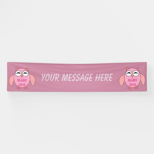 Bannière personnalisée Chouette de message d'amour (Horizontal)