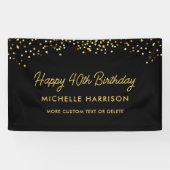 Bannière personnalisée d'anniversaire chic noir et (Horizontal)