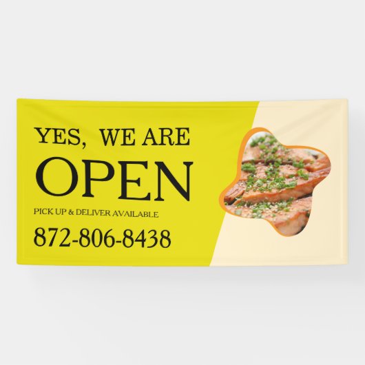 Bannière personnalisée de restaurant ouvert (Horizontal)