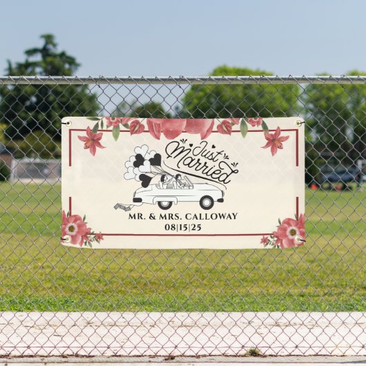 bannière personnalisée de voiture juste mariée (Insitu)