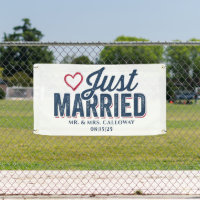 bannière personnalisée de voiture juste mariée