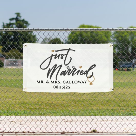 bannière personnalisée de voiture juste mariée (Insitu)