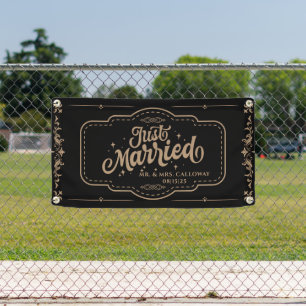 bannière personnalisée de voiture juste mariée