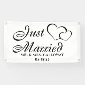 bannière personnalisée de voiture juste mariée (Horizontal)