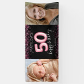 Bannière photo 50th Black Pink Happy Birthday (Vertical)