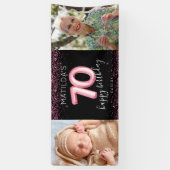 Bannière photo 70th Black Pink Happy Birthday (Vertical)