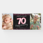 Bannière photo 70th Black Pink Happy Birthday (Horizontal)