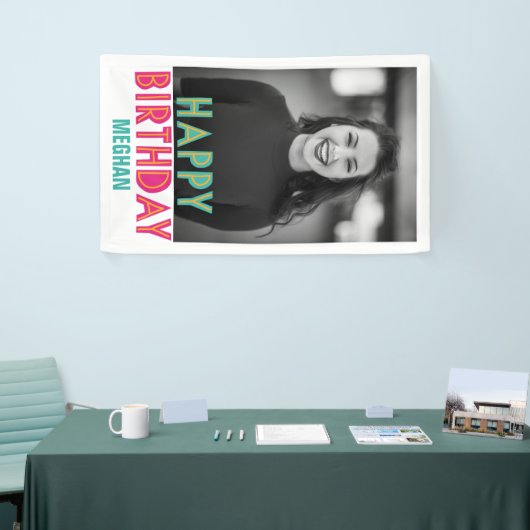 Bannière photo colorée d'anniversaire heureux (Salon professionnel)