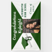 Bannière photo de Graduation de Vinyl Vert et Blan (Vertical)