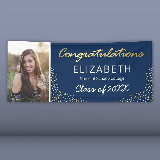 Bannière photo Elegant Navy Gold 2023 Graduation