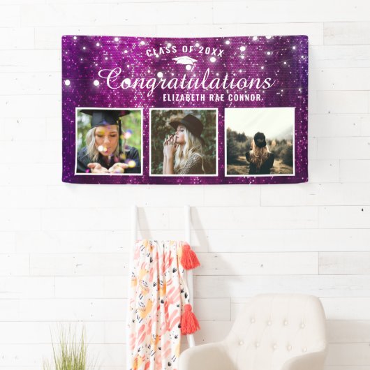 Bannière photo Purple Sparkle Graduation (En situation)