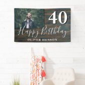 Bannière photo Rustic Wood 40th Birthday Party (En situation)