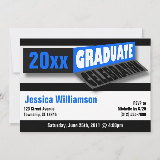 Bannière pliante Bleue Graduate Party Invitations (Devant)