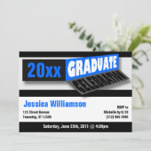 Bannière pliante Bleue Graduate Party Invitations (Debout devant)