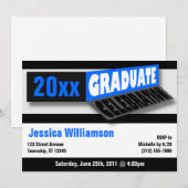 Bannière pliante Bleue Graduate Party Invitations (Devant / Derrière)