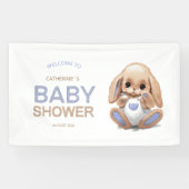 Bannière pour baby shower avec mignon lapin peluch (Horizontal)
