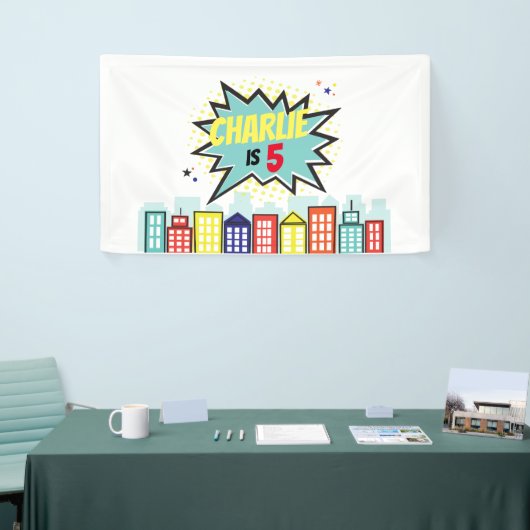 Bannière pour garçons d'anniversaire Superhero Con (Salon professionnel)