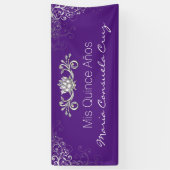 Bannière pourpre et argentée de Quinceanera (Vertical)