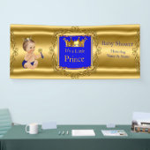 Bannière Prince Baby shower Bleu Or Brunette Bébé (Salon professionnel)