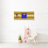 Bannière Prince Baby shower Blue Gold Ethnic (En situation)