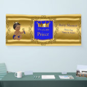 Bannière Prince Baby shower Blue Gold Ethnic (Salon professionnel)