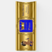 Bannière Prince Baby shower Blue Gold Ethnic (Vertical)