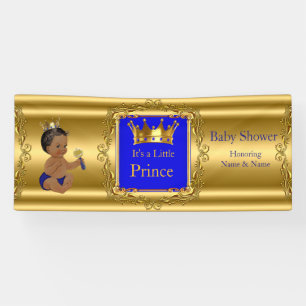 Bannière Prince Baby shower Blue Gold Ethnic