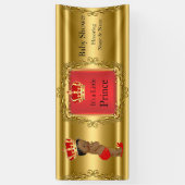 Bannière Prince Baby shower Red Gold Ethnic (Vertical)
