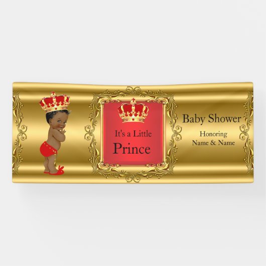 Bannière Prince Baby shower Red Gold Ethnic (Horizontal)