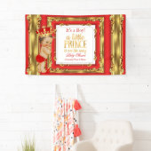 Bannière Prince Baby shower Regal Red Gold Brunett (En situation)