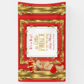 Bannière Prince Baby shower Regal Red Gold Brunett (Vertical)