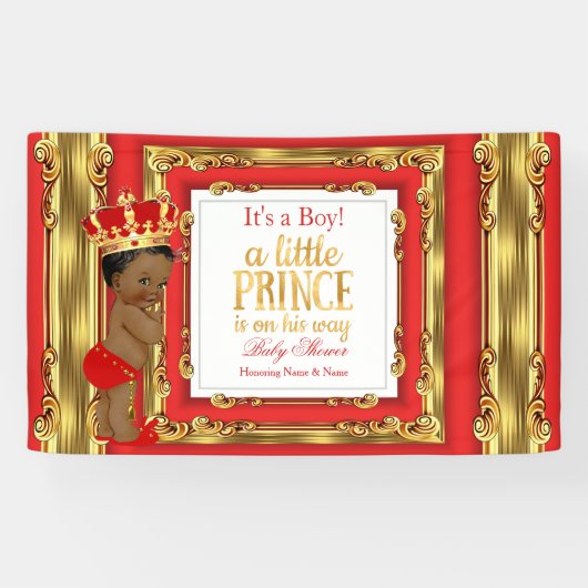 Bannière Prince Baby shower Regal Red Gold Ethnic (Horizontal)