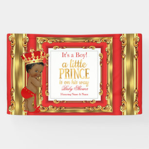 Bannière Prince Bébé Fête Royale Rouge Or Ethnique