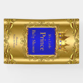 Bannière Prince Bébé Shower Bleu Or 2 (Horizontal)