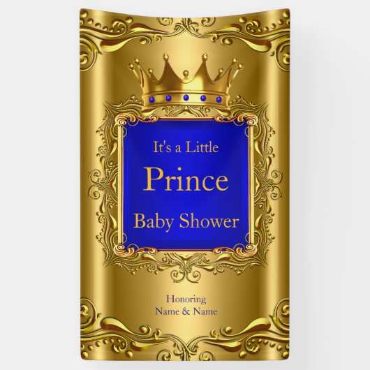 Bannière Prince Bébé Shower Bleu Or 2 (Vertical)