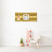 Bannière Princesse Baby shower Or Blanc Blonde Gir (En situation)