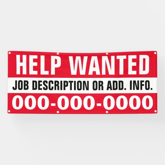 Bannière Recherchée d'aide 2,5 pouces X 6 pouces (Horizontal)