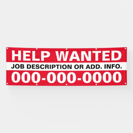 Bannière Recherchée d'aide 2,5 pouces X 8 pouces (Horizontal)