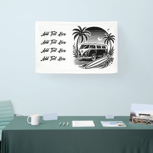 Bannière Retro Surf Van & Palm Trees (Salon professionnel)