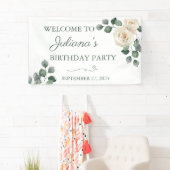 Bannière Rose blanche et verte (En situation)