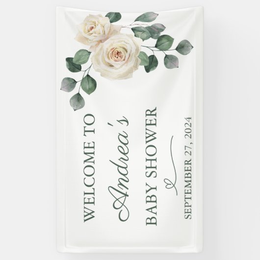 Bannière Rose blanche et verte (Vertical)