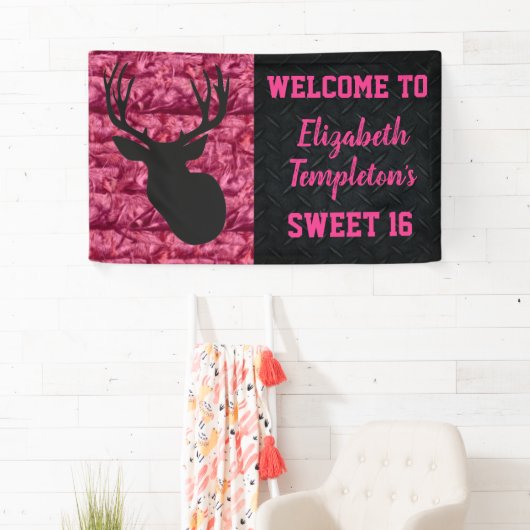 Bannière rose de chasse de cerfs communs de sweet (En situation)