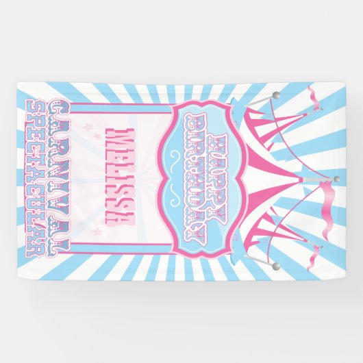 Bannière rose et bleue de partie de carnaval (Horizontal)