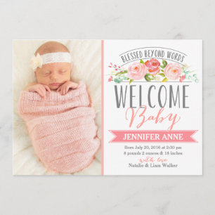 Bannière rose Fille Faire-part de naissance