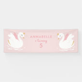 Bannière rose girly mignon cygne élégant fête d'an (Horizontal)