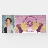 Bannière rose Gold Parties scintillant 90e anniver (Horizontal)