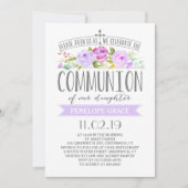 Bannière rose | Invitation à la communion de fille (Devant)