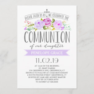 Bannière rose Invitation à la communion de fille